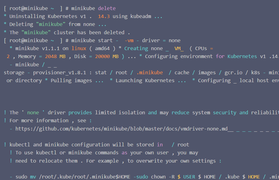 Successful Minikube startup
